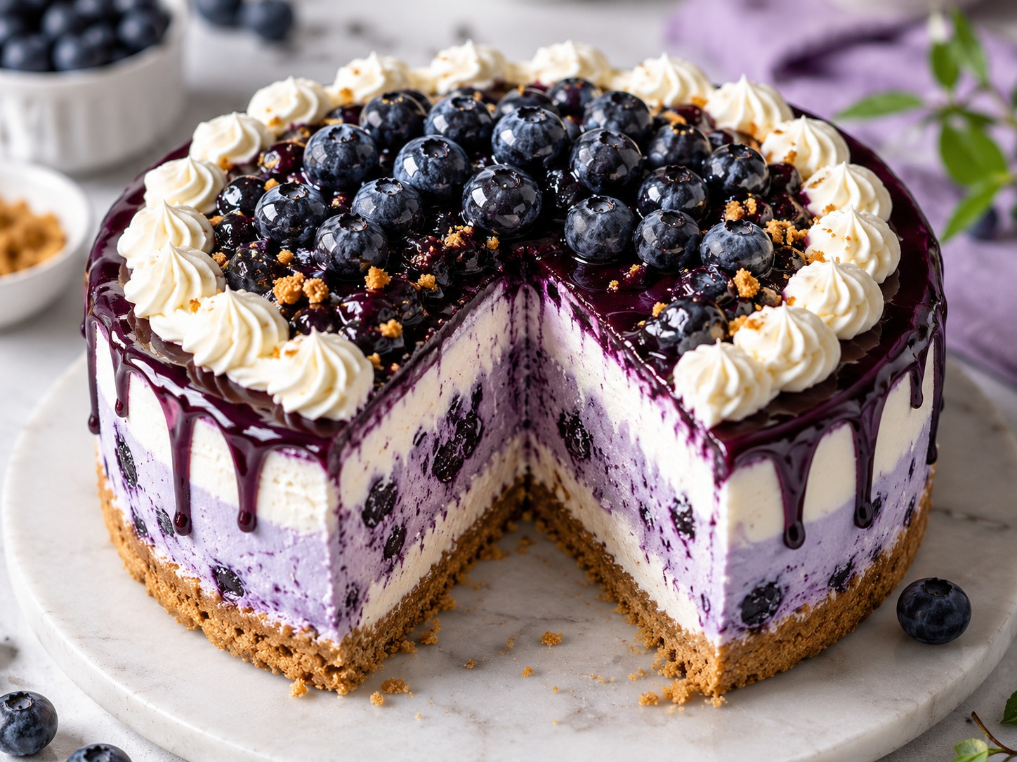 Blueberry Cheesecake Ice Cream Cake