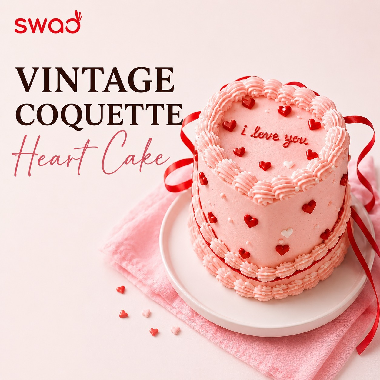Vintage Coquette Heart Cake